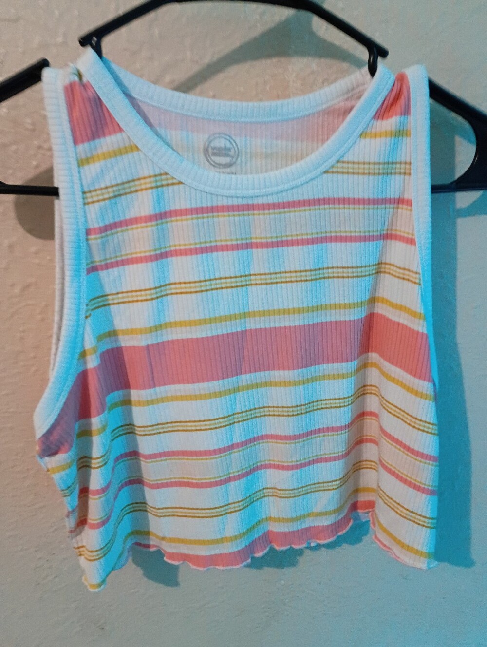 Girls Wonder Nation Size XL Striped Ribbed Cropped Tank